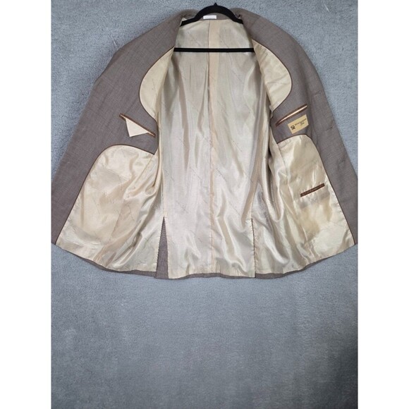 Stacy Adams Men Suit Gold LabeL 42R Brown Tan Windowpane Check Pants 35R (34x30) - Picture 5 of 13